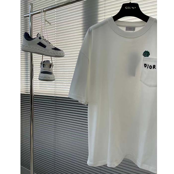 Dior Women CD Dior Otani Workshop Relaxed-Fit T-Shirt White Slub Cotton Jersey
