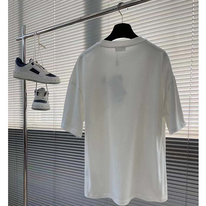 Dior Women CD Dior Otani Workshop Relaxed-Fit T-Shirt White Slub Cotton Jersey