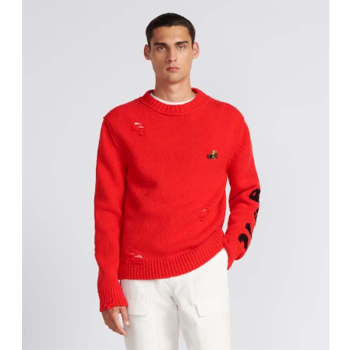 Dior Men CD Dior Otani Workshop Sweater Red Wool Cashmere Jersey