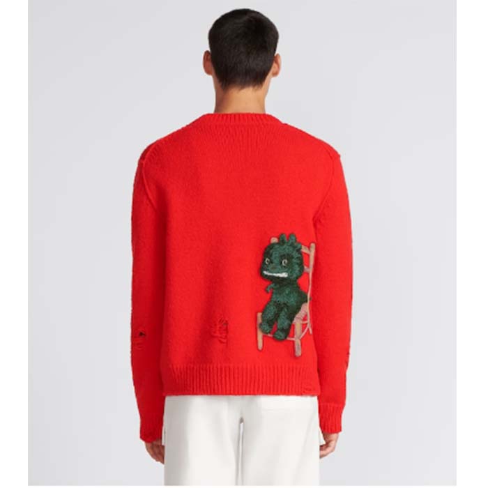 Dior Men CD Dior Otani Workshop Sweater Red Wool Cashmere Jersey