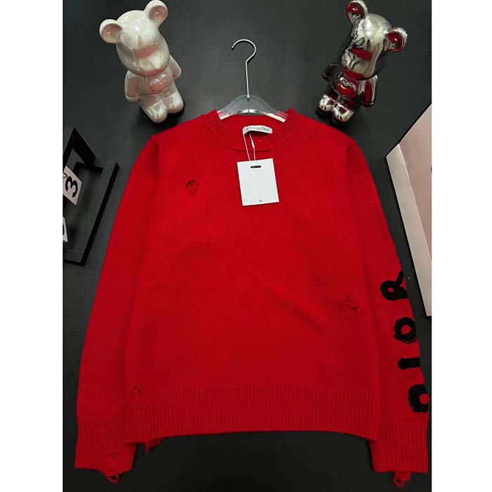 Dior Women CD Dior Otani Workshop Sweater Red Wool Cashmere Jersey
