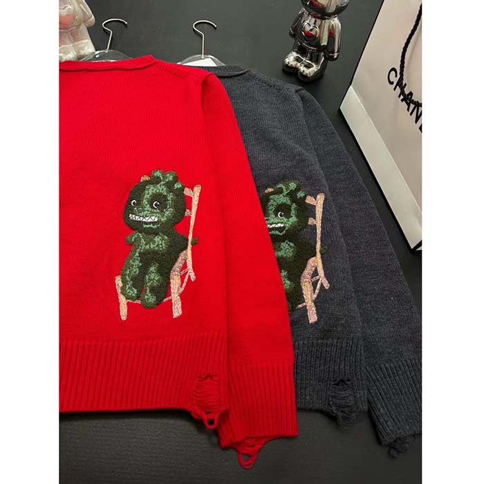 Dior Women CD Dior Otani Workshop Sweater Red Wool Cashmere Jersey