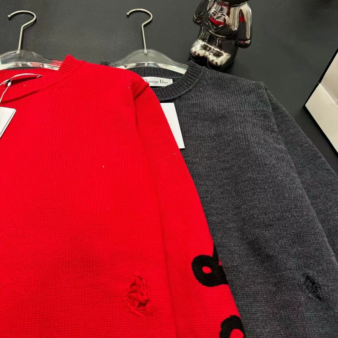 Dior Women CD Dior Otani Workshop Sweater Red Wool Cashmere Jersey