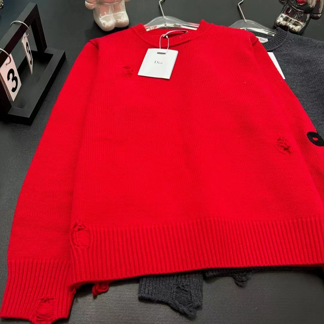 Dior Women CD Dior Otani Workshop Sweater Red Wool Cashmere Jersey