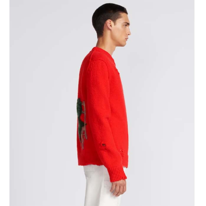 Dior Men CD Dior Otani Workshop Sweater Red Wool Cashmere Jersey