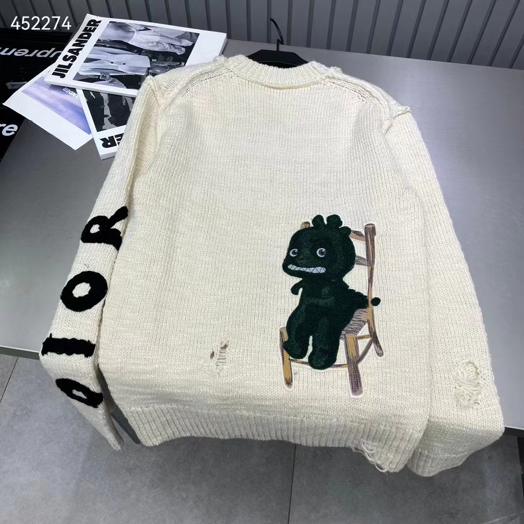 Dior Men CD Dior Otani Workshop Sweater White Wool Cashmere Jersey Reference: 413M651AT742_C089