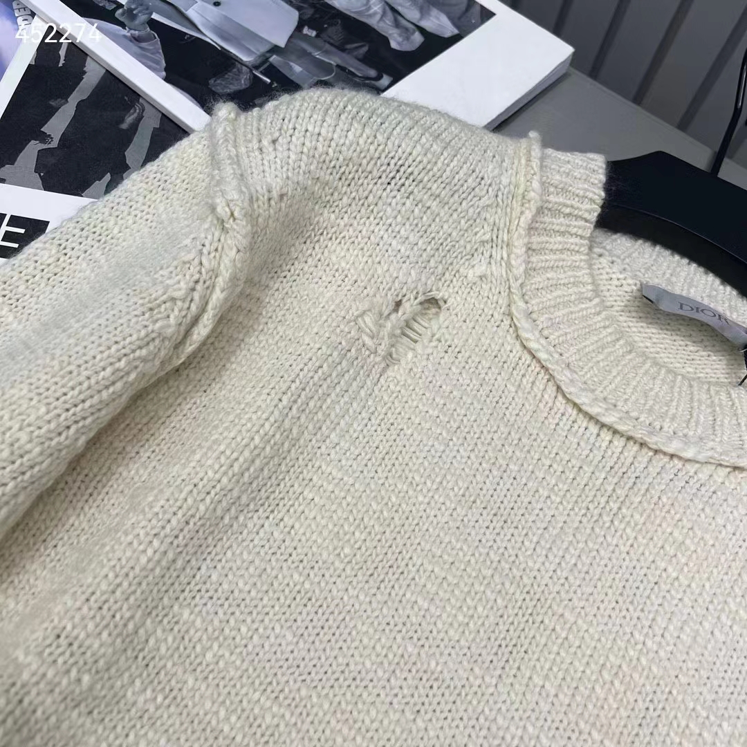 Dior Men CD Dior Otani Workshop Sweater White Wool Cashmere Jersey Reference: 413M651AT742_C089