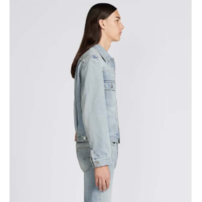 Dior Men CD MKII Jacket Light Blue Cotton Twill Laser-Faded Vintage Effect Heavy-Weight Denim