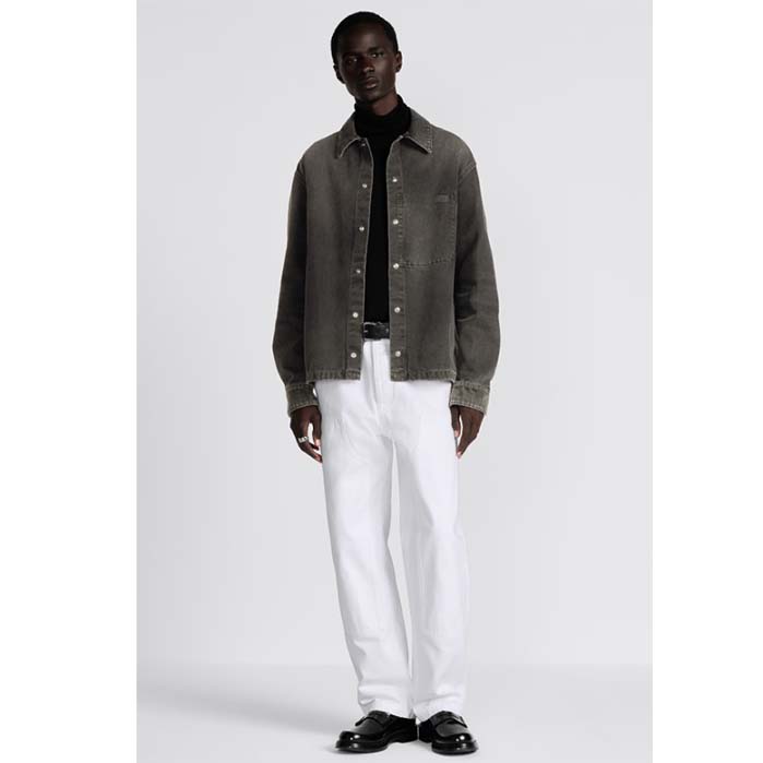 Dior Men CD Overshirt Black Cotton Twill Laser-Faded Vintage Effect Heavy-Weight Denim