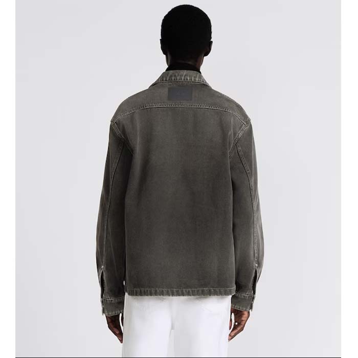 Dior Men CD Overshirt Black Cotton Twill Laser-Faded Vintage Effect Heavy-Weight Denim