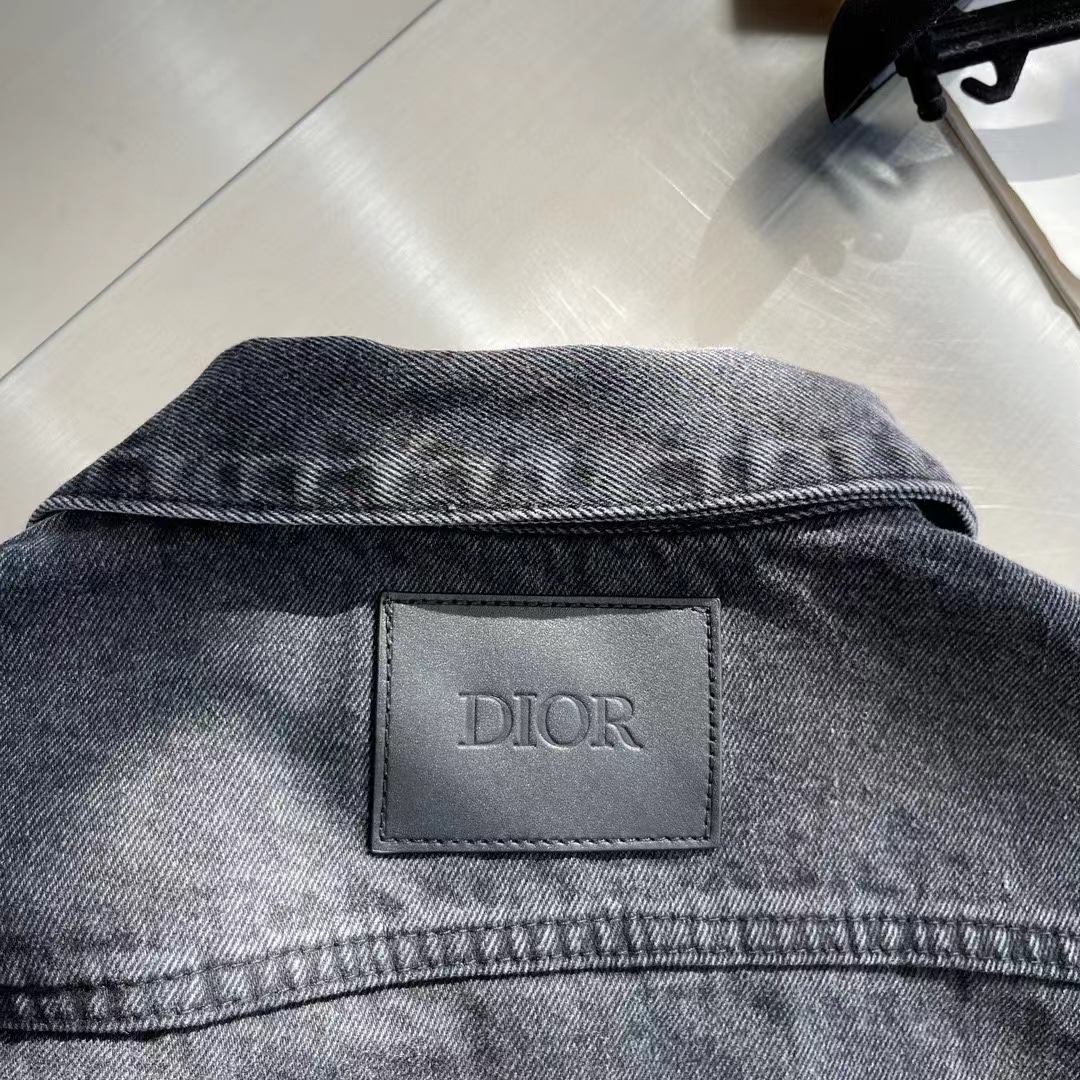 Dior Men CD Overshirt Black Cotton Twill Laser-Faded Vintage Effect Heavy-Weight Denim
