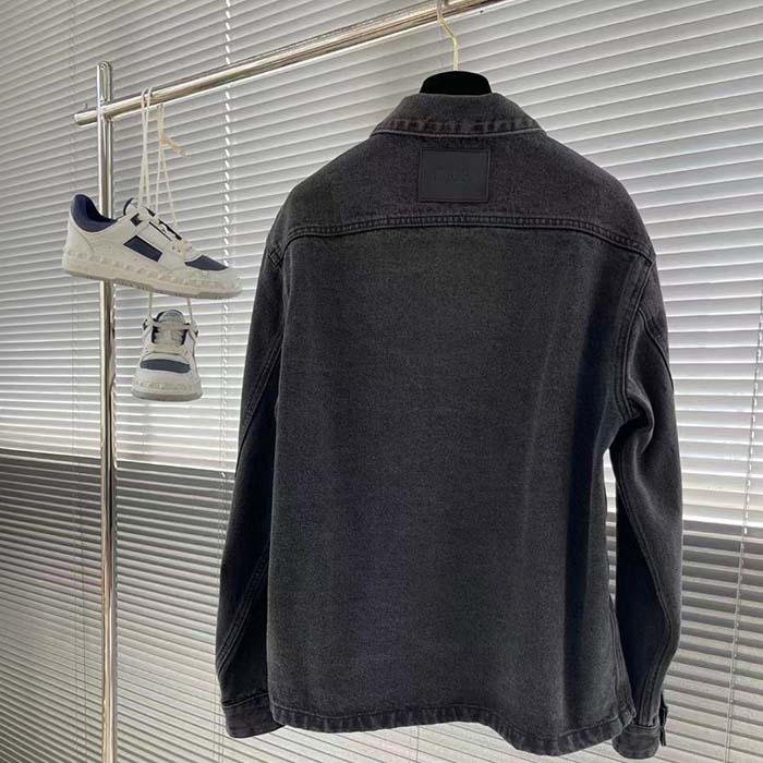 Dior Men CD Overshirt Black Cotton Twill Laser-Faded Vintage Effect Heavy-Weight Denim