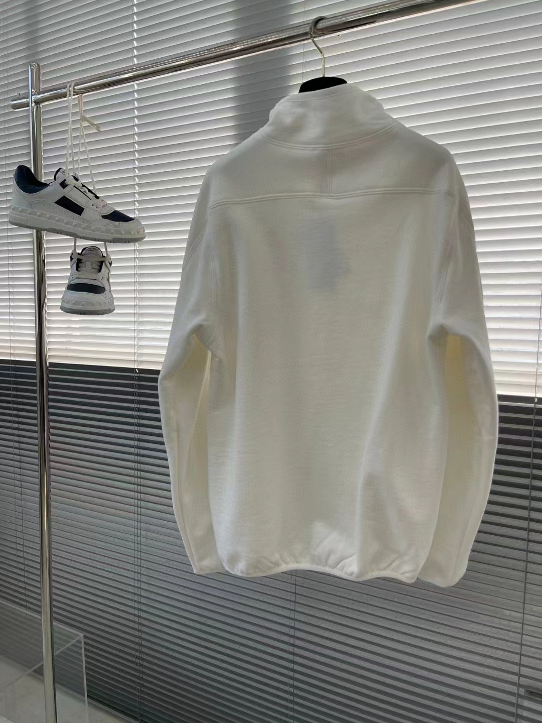 Dior Men CD Regular-Fit Sweater Stand Collar White Cotton Fleece