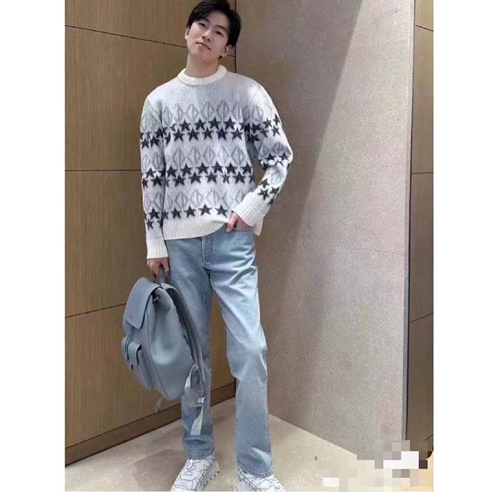 Dior Men Dior And Peter Doig CD Diamond Sweater Gray Wool Jacquard