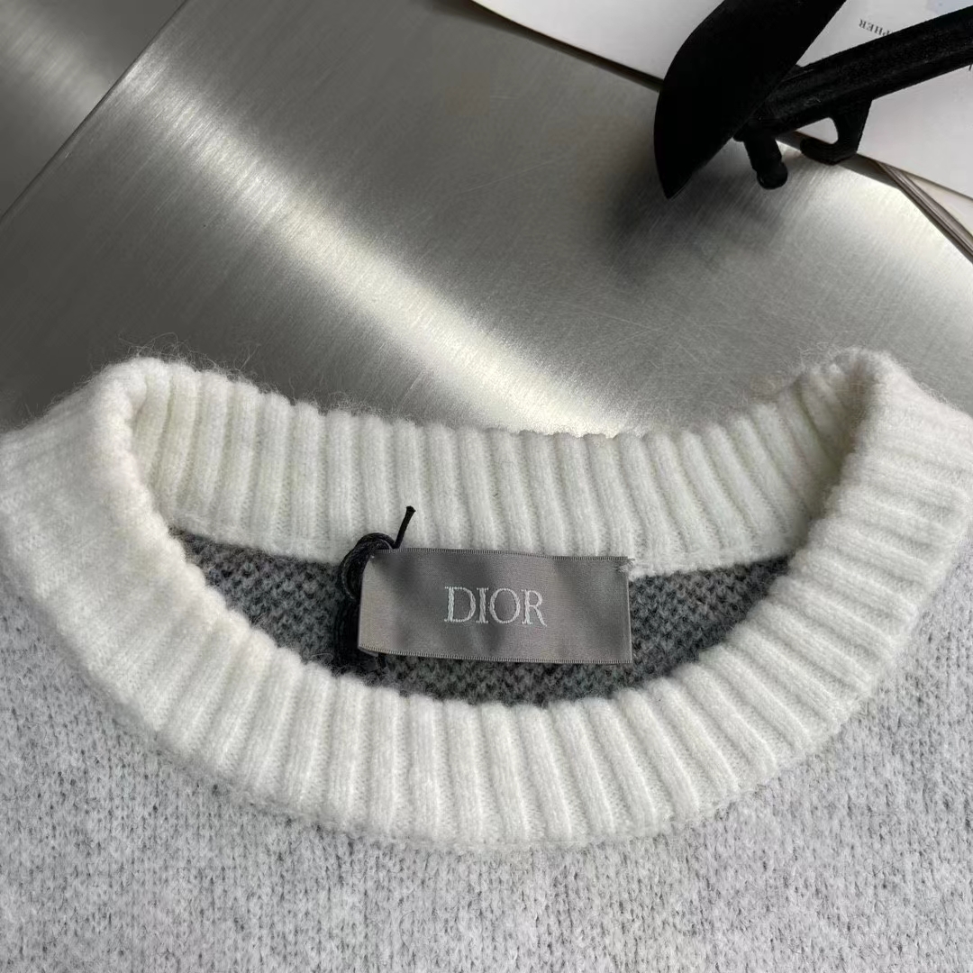Dior Women Dior And Peter Doig CD Diamond Sweater Gray Wool Jacquard
