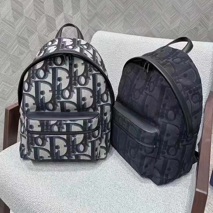 Dior Unisex CD Rider Backpack Beige Black Maxi Dior Oblique Jacquard