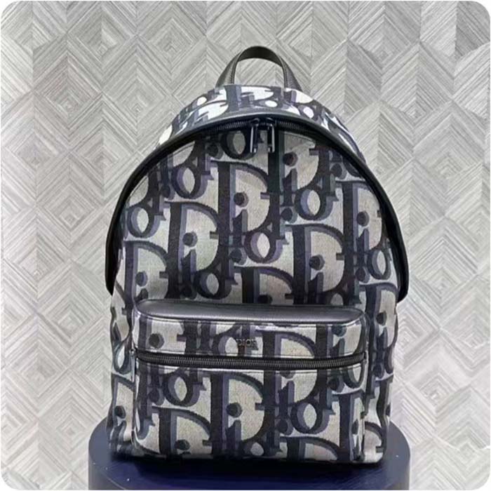 Dior Unisex CD Rider Backpack Beige Black Maxi Dior Oblique Jacquard