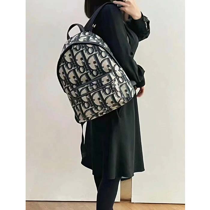 Dior Unisex CD Rider Backpack Beige Black Maxi Dior Oblique Jacquard