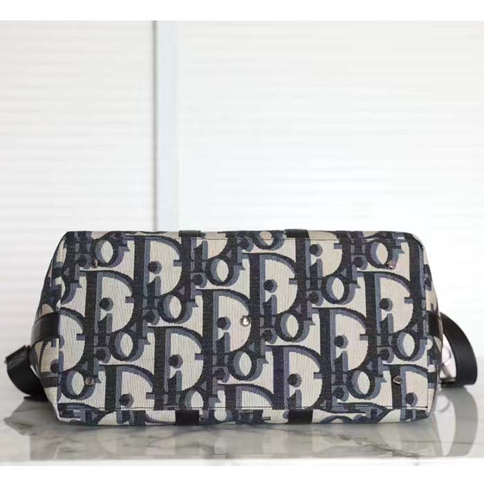 Dior Unisex CD Weekend 40 Bag Beige Black Maxi Dior Oblique Jacquard