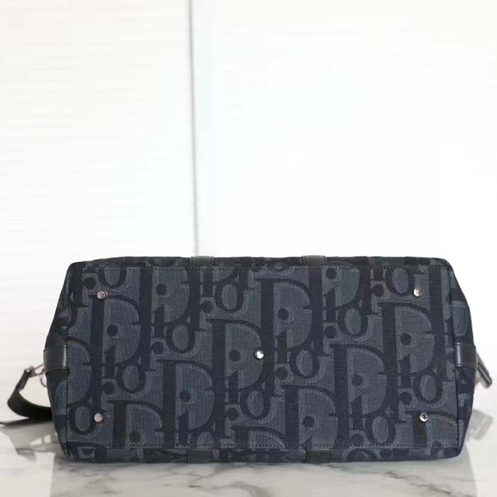 Dior Unisex CD Weekend 40 Bag Black Maxi Dior Oblique Jacquard