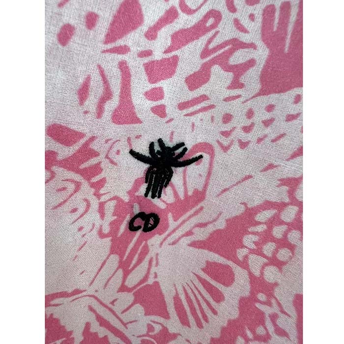 Dior Women CD Blouse Melocoton Pink Cotton Voile with Allover Butterfly Motif