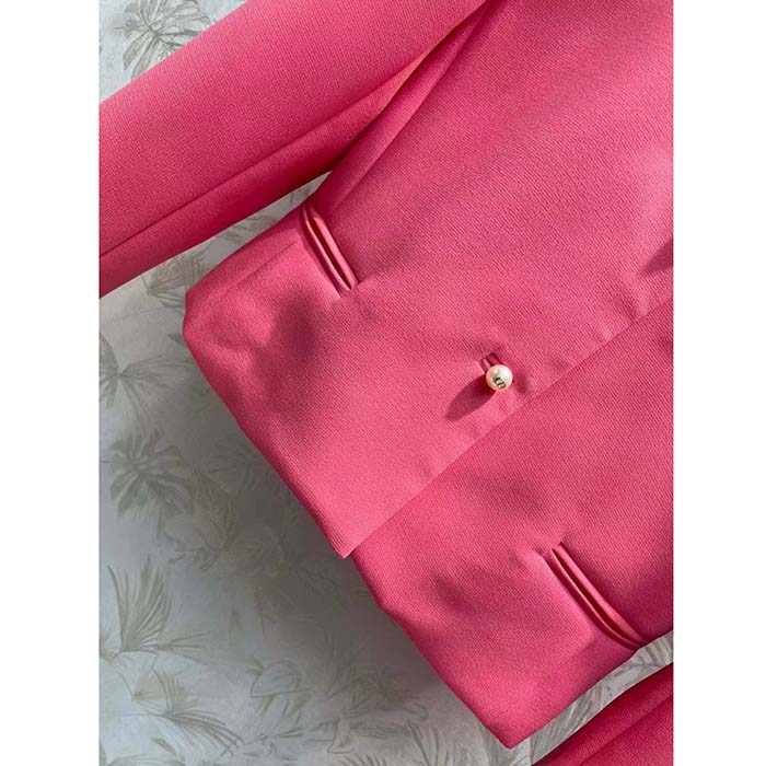 Dior Women CD Cropped Jacket Passion Pink Wool Silk Long Sleeves