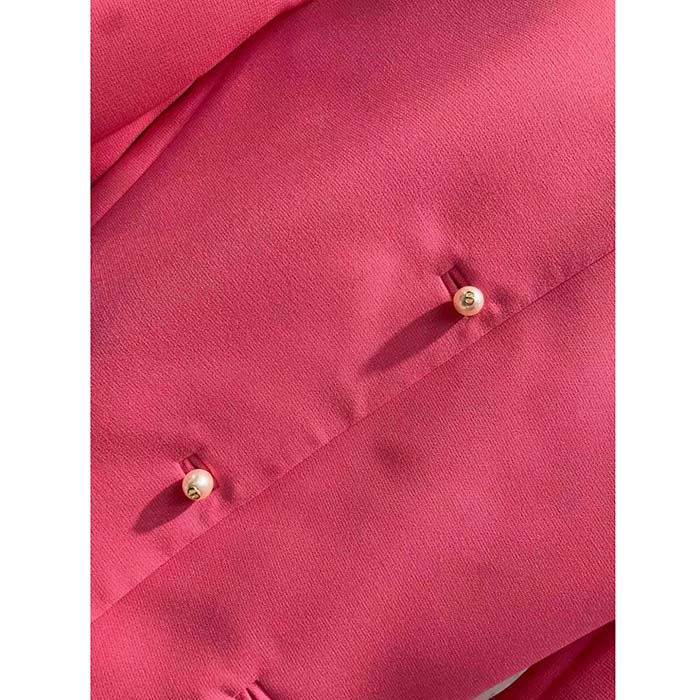 Dior Women CD Cropped Jacket Passion Pink Wool Silk Long Sleeves