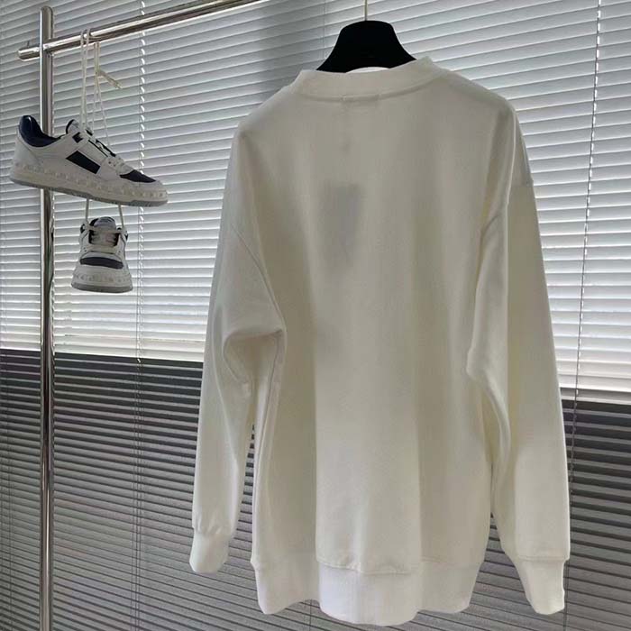 Dior Men CD Diamond Oversized Sweatshirt White Organic Cotton Fleece