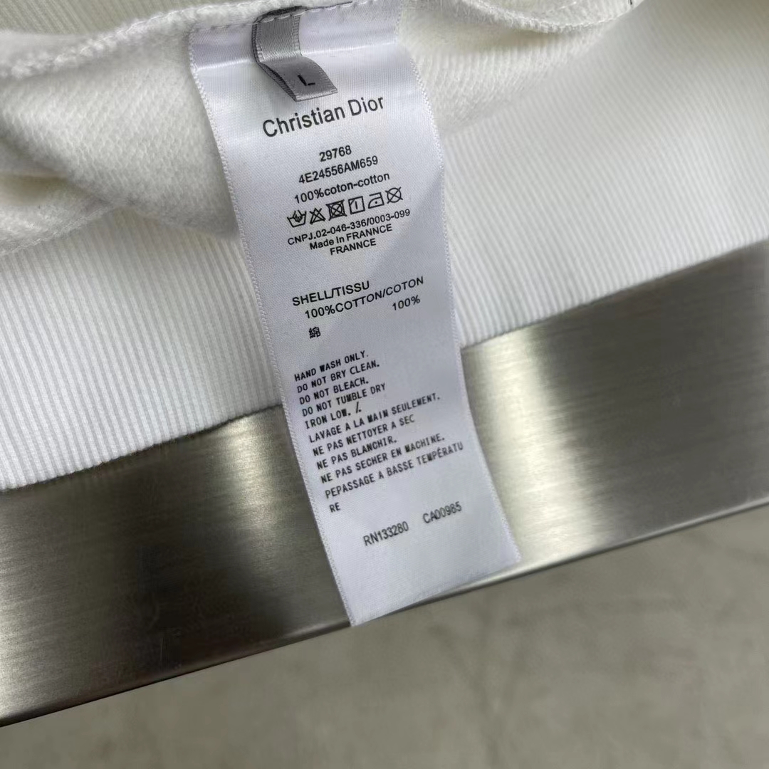 Dior Men CD Diamond Oversized Sweatshirt White Organic Cotton Fleece