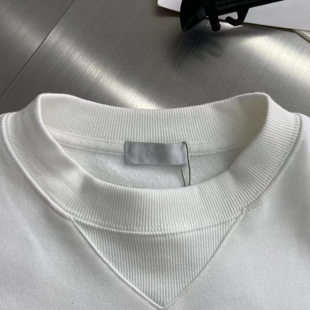 Dior Men CD Diamond Oversized Sweatshirt White Organic Cotton Fleece