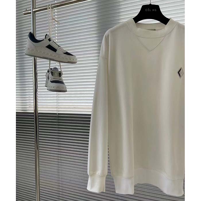 Dior Women CD Diamond Oversized Sweatshirt White Organic Cotton Fleece