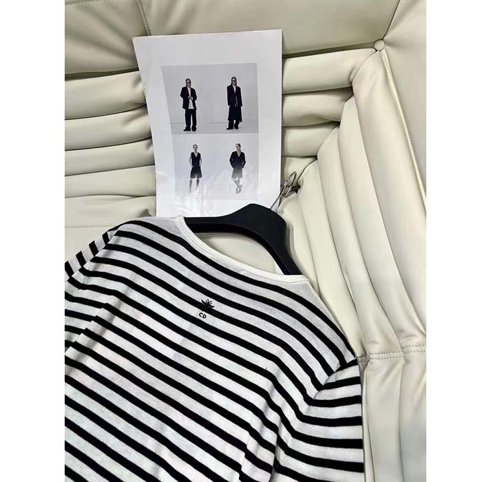 Dior Men CD Dior Marinière Sweater Navy Blue White Linen Cashmere Silk Knit Green Dragon Motif
