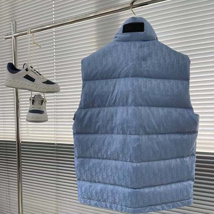 Dior Women CD Dior Oblique Down Vest Blue Technical Jacquard