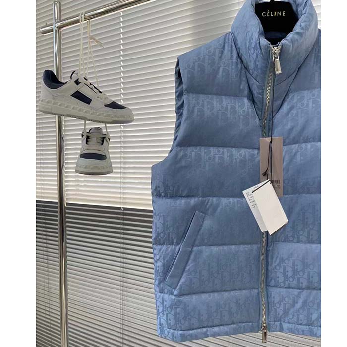 Dior Women CD Dior Oblique Down Vest Blue Technical Jacquard