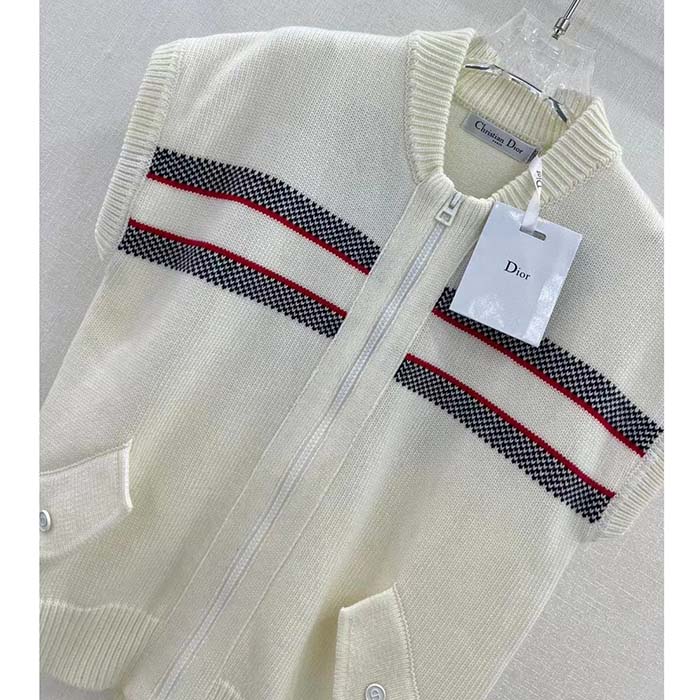 Dior Men CD Dioralps Vest White Wool Cashmere Knit Three-Tone Butterfly Motif Reference: 414G19AM124_X0878