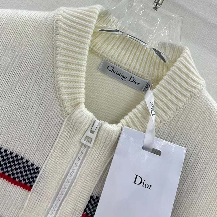 Dior Men CD Dioralps Vest White Wool Cashmere Knit Three-Tone Butterfly Motif Reference: 414G19AM124_X0878
