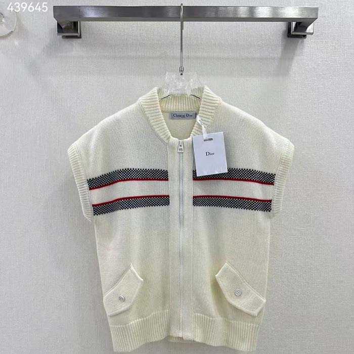 Dior Men CD Dioralps Vest White Wool Cashmere Knit Three-Tone Butterfly Motif Reference: 414G19AM124_X0878