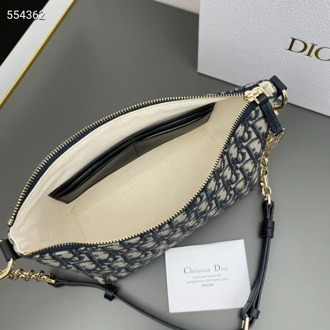 Dior Women CD Diorstar Hobo Bag Chain Blue Dior Oblique Jacquard Reference: S3202UTZQ_M928