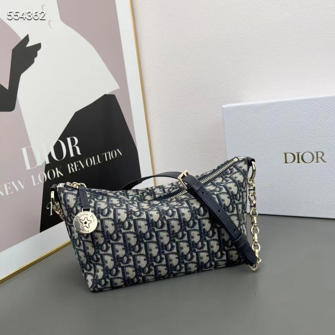 Dior Women CD Diorstar Hobo Bag Chain Blue Dior Oblique Jacquard Reference: S3202UTZQ_M928