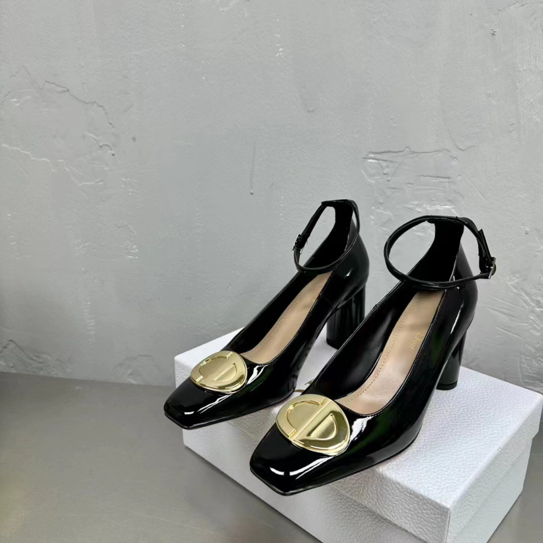 Dior Women CD Forever Dior Pump Black Patent Calfskin Adjustable Buckled Ankle Strap