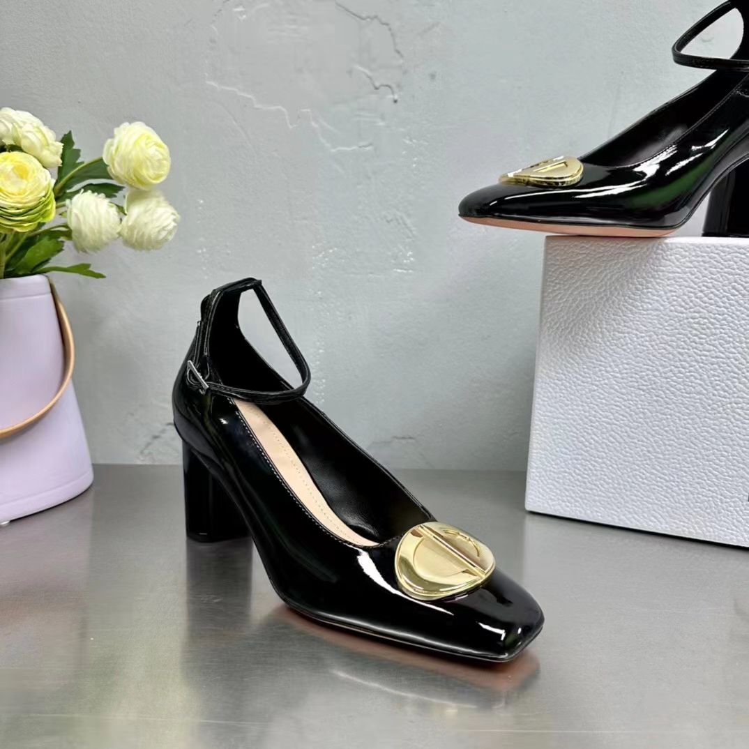 Dior Women CD Forever Dior Pump Black Patent Calfskin Adjustable Buckled Ankle Strap
