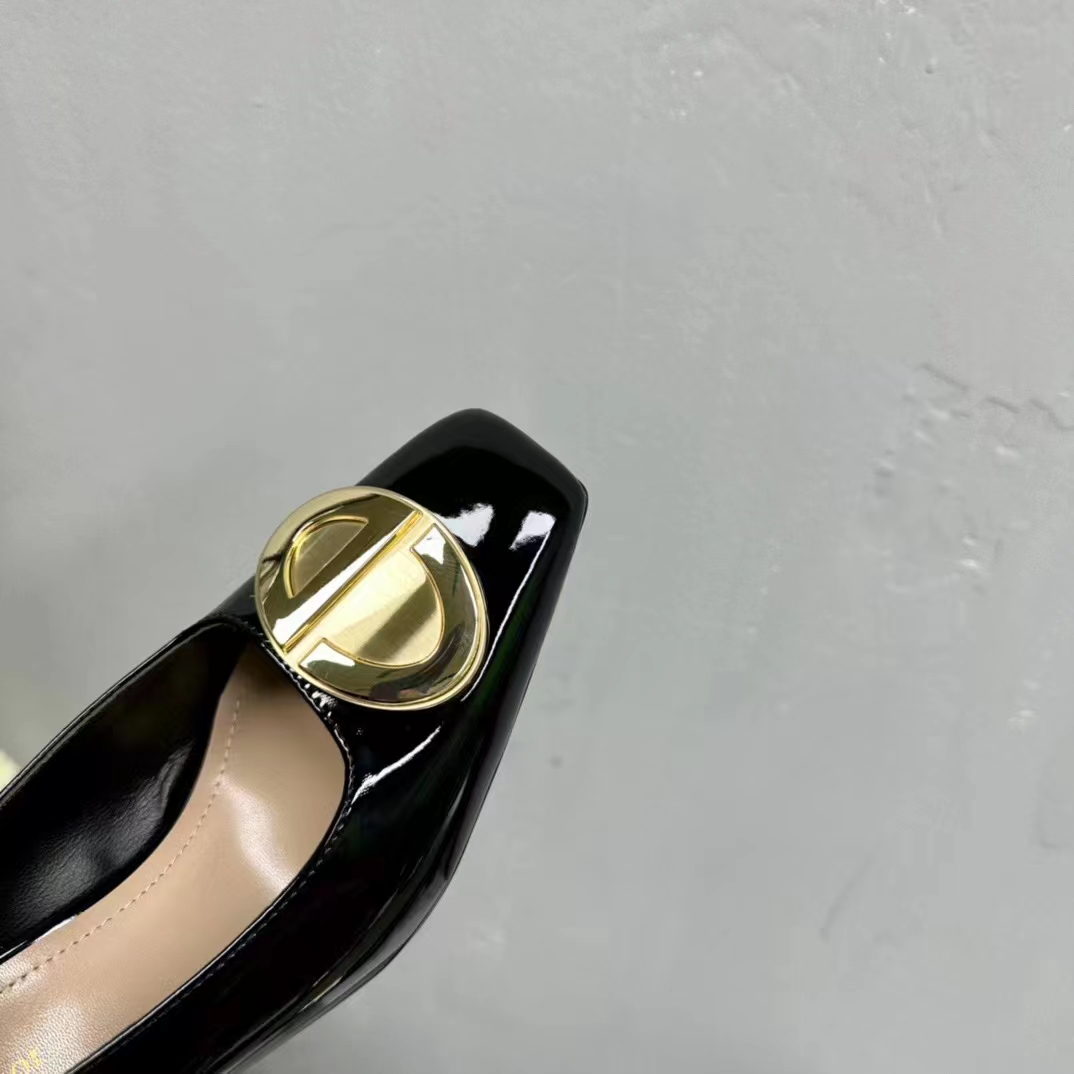 Dior Women CD Forever Dior Pump Black Patent Calfskin Adjustable Buckled Ankle Strap