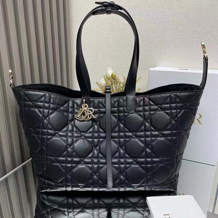 Dior Women CD Large Dior Toujours Bag Black Macrocannage Calfskin Reference M2820OSHJ_M900