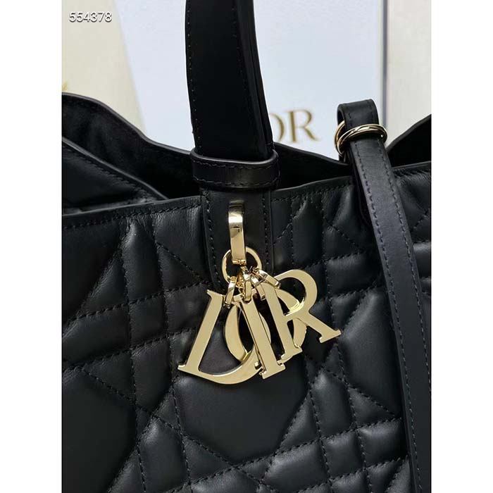 Dior Women CD Large Dior Toujours Bag Black Macrocannage Calfskin Reference M2820OSHJ_M900