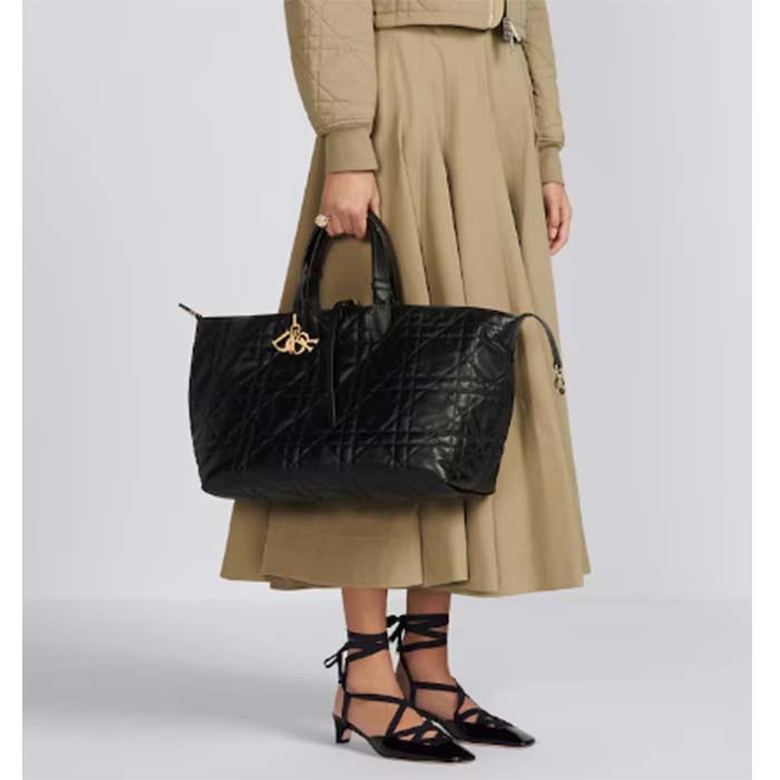 Dior Women CD Large Dior Toujours Bag Black Macrocannage Calfskin Reference M2820OSHJ_M900