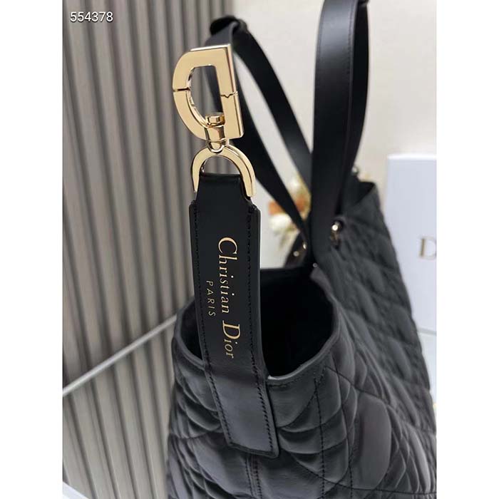 Dior Women CD Large Dior Toujours Bag Black Macrocannage Calfskin Reference M2820OSHJ_M900