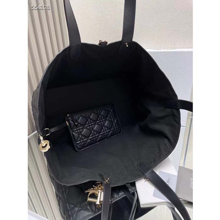 Dior Women CD Large Dior Toujours Bag Black Macrocannage Calfskin Reference M2820OSHJ_M900