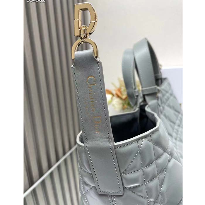 Dior Women CD Large Dior Toujours Bag Stone Gray Macrocannage Calfskin Reference: M2820OSHJ_M41G