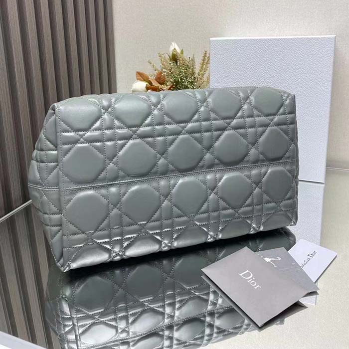Dior Women CD Large Dior Toujours Bag Stone Gray Macrocannage Calfskin Reference: M2820OSHJ_M41G