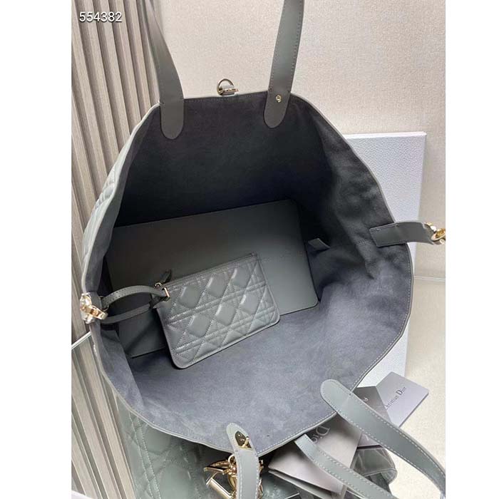 Dior Women CD Large Dior Toujours Bag Stone Gray Macrocannage Calfskin Reference: M2820OSHJ_M41G